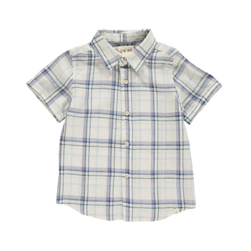 Summer Short Sleeve Button Down-Tops & Tees-Me & Henry-2-3 Y-bluebird baby & kids