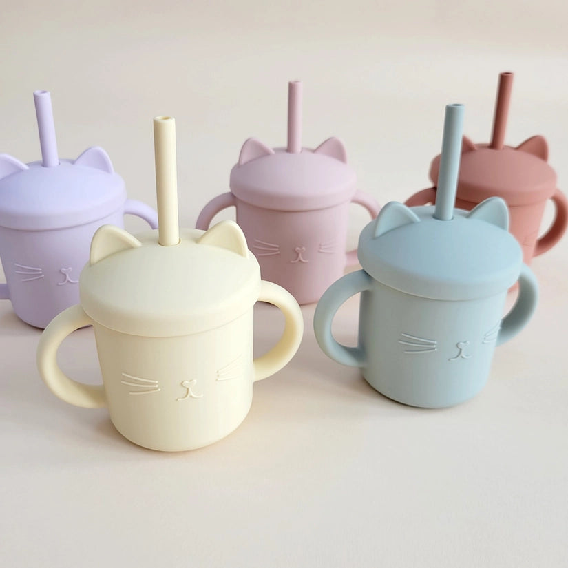 Meow Double Handle Straw Cat Cups