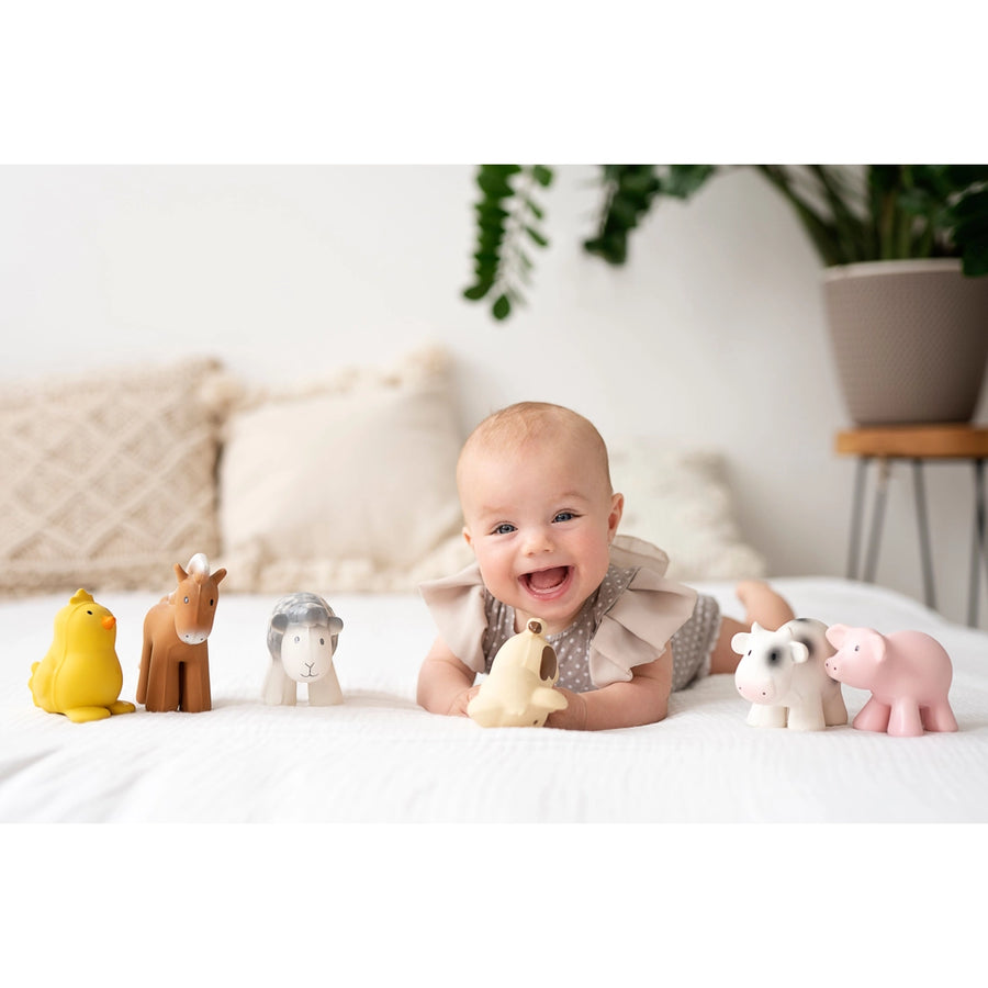 Chick - Natural Organic Rubber Teether, Rattle & Bath Toy