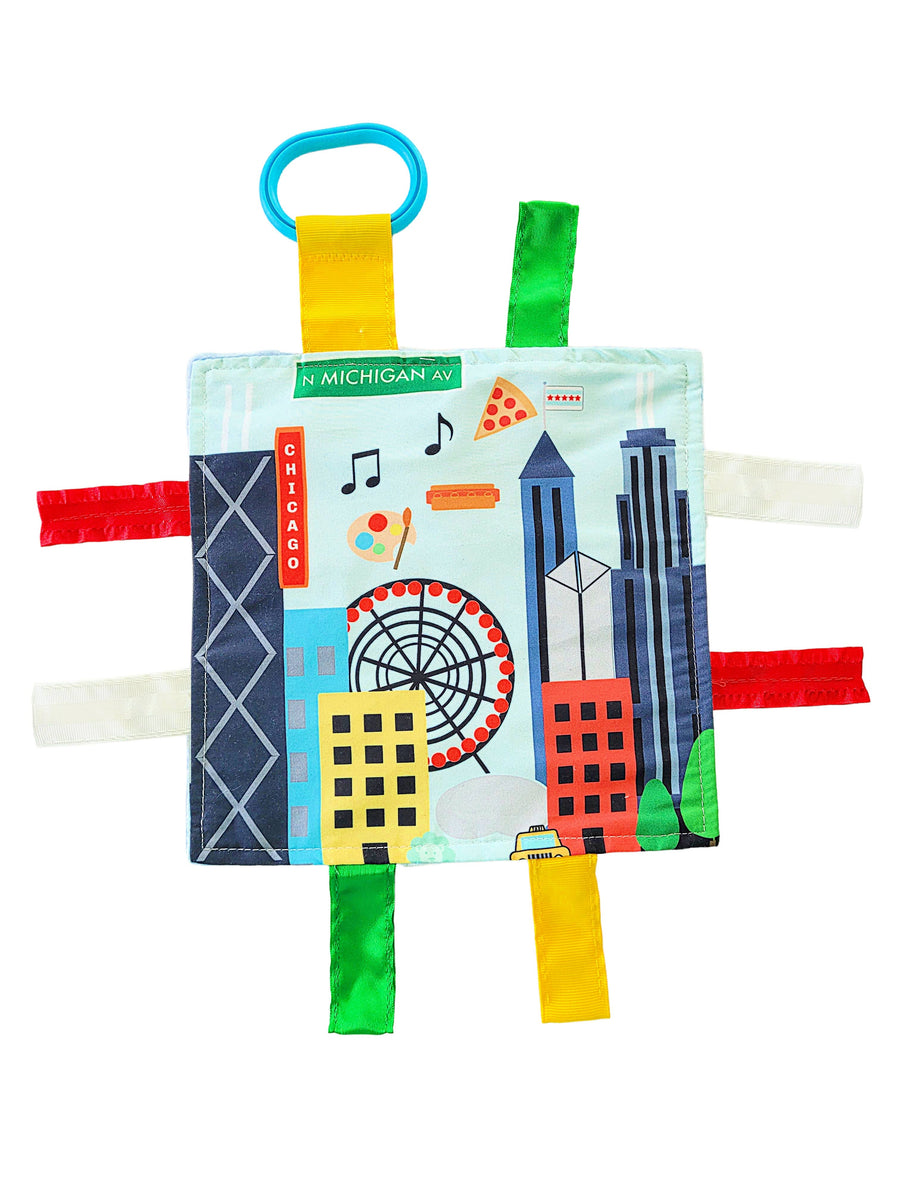 Chicago IL Windy City Baby Learning Crinkle Tag Squares