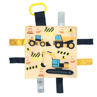 Construction Worker and Trucks Crinkle Tag Square 8"x 8"