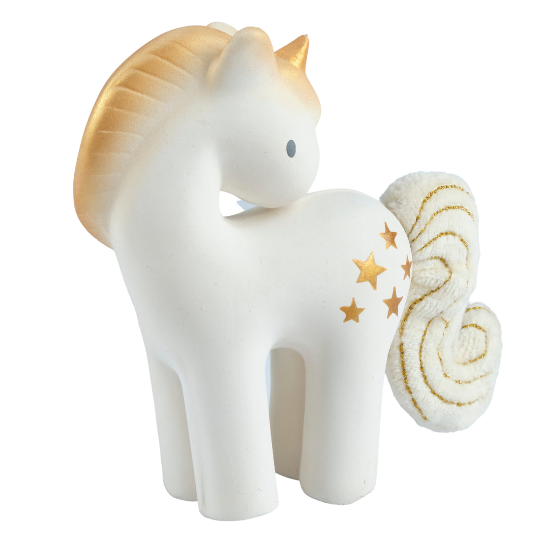 Shining Stars Unicorn - Natural Rubber Rattle w/Crinkle Tail