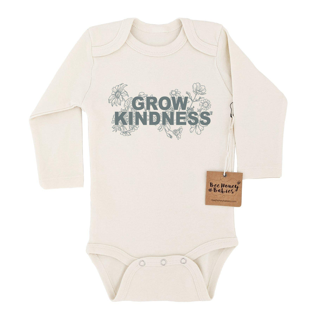 Grow Kindness Long Sleeve Bodysuit-Bodysuits-Bee Honey Babies-0-3 M-bluebird baby & kids