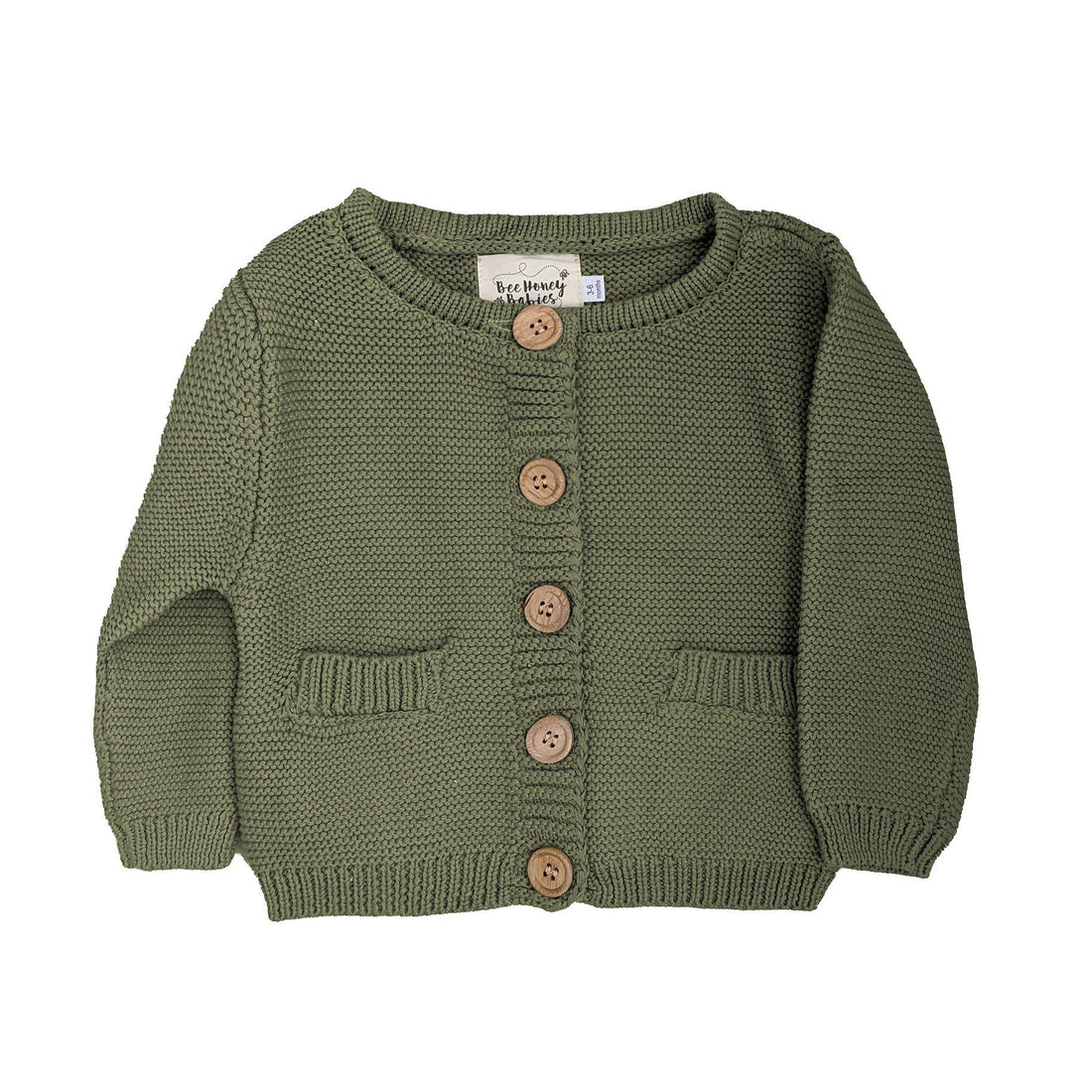 Knit Button Cardigan in Sage-Sweaters-Bee Honey Babies-6-12 M-bluebird baby & kids