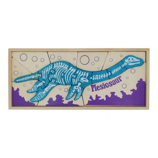 Double Sided Dinosaur Skeleton Puzzle-Wooden Toys-BeginAgain-bluebird baby & kids