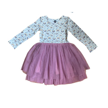 Rainbow Tutu Party Dress - Long Sleeved-Dresses-Bird & Bean-2T-bluebird baby & kids