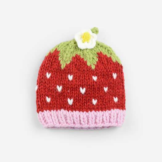 Strawberry Winter Hat-Hats-Blueberry Hill-Newborn-bluebird baby & kids