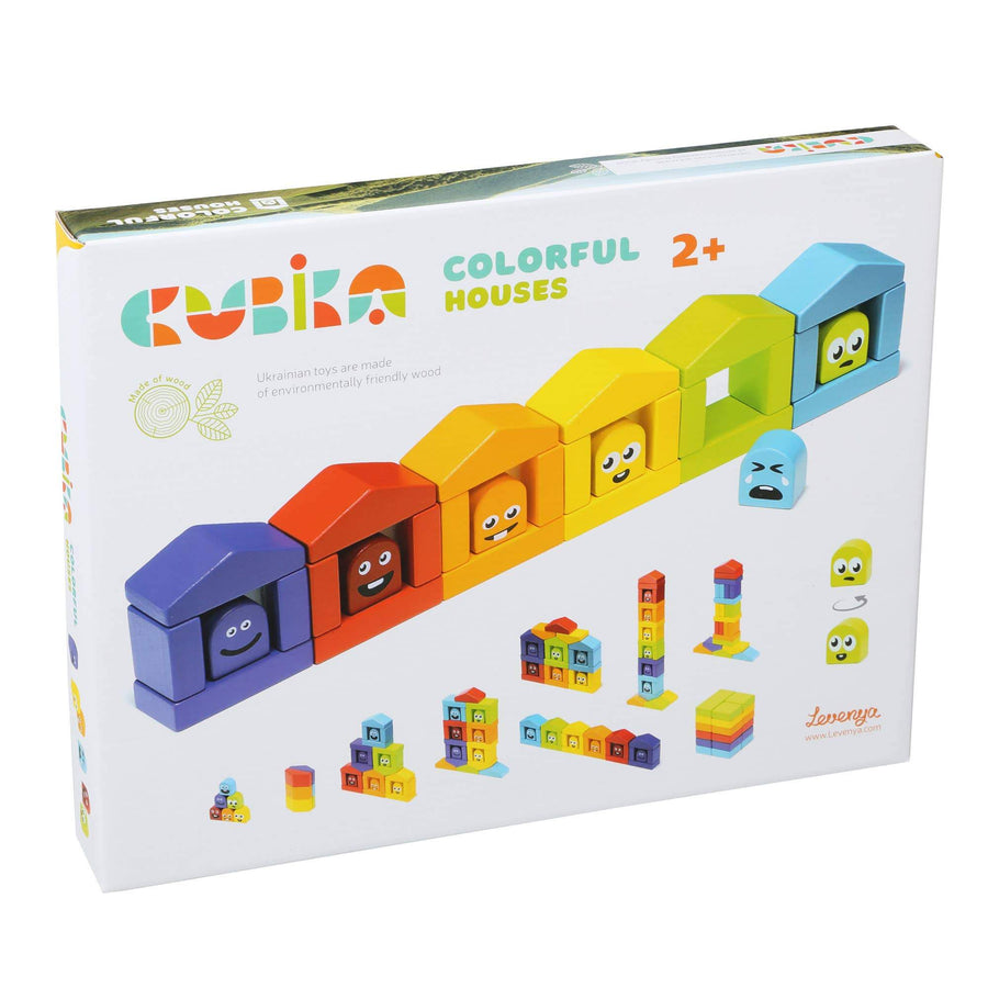Colorful Houses With Feelings Blocks-Wooden Toys-Cubika-bluebird baby & kids