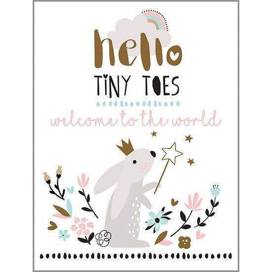 Baby Card - Tiny Toes and Bunny-Greeting Cards-GINA B DESIGNS-bluebird baby & kids