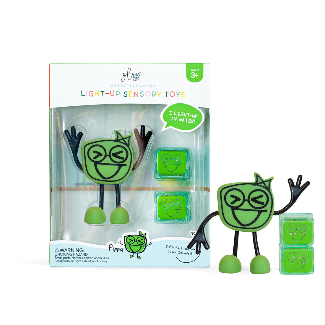 GloPals: Light Up Sensory Toy + Cubes-Bath Toys-GloPals-Green-bluebird baby & kids