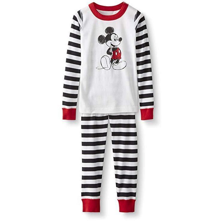 Mickey Mouse Striped Organic Pajamas-Pajamas-Hanna Andersson-6-7 Y-bluebird baby & kids