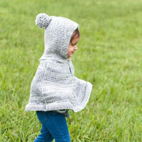 Gray Hooded Poncho-Sweaters-Huggalugs-12-24 M-bluebird baby & kids