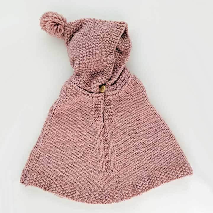 Hooded Poncho Rosy (Size 2-4 Y)-Sweaters-Huggalugs-bluebird baby & kids
