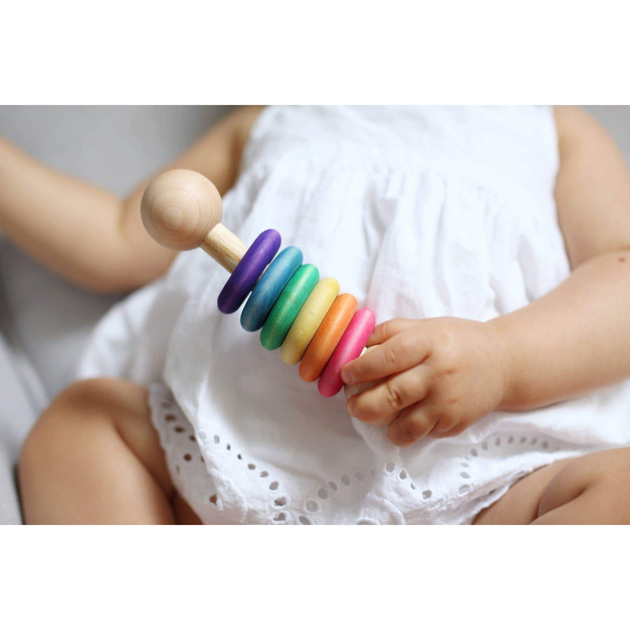 Rainbow Wooden Baby Rattle-Montessori-Legacy Learning Academy-bluebird baby & kids