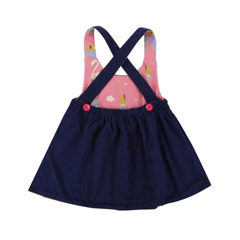 Pink and Swan Reversible Dress-Dresses-Lilly + Sid-18-24 M-bluebird baby & kids