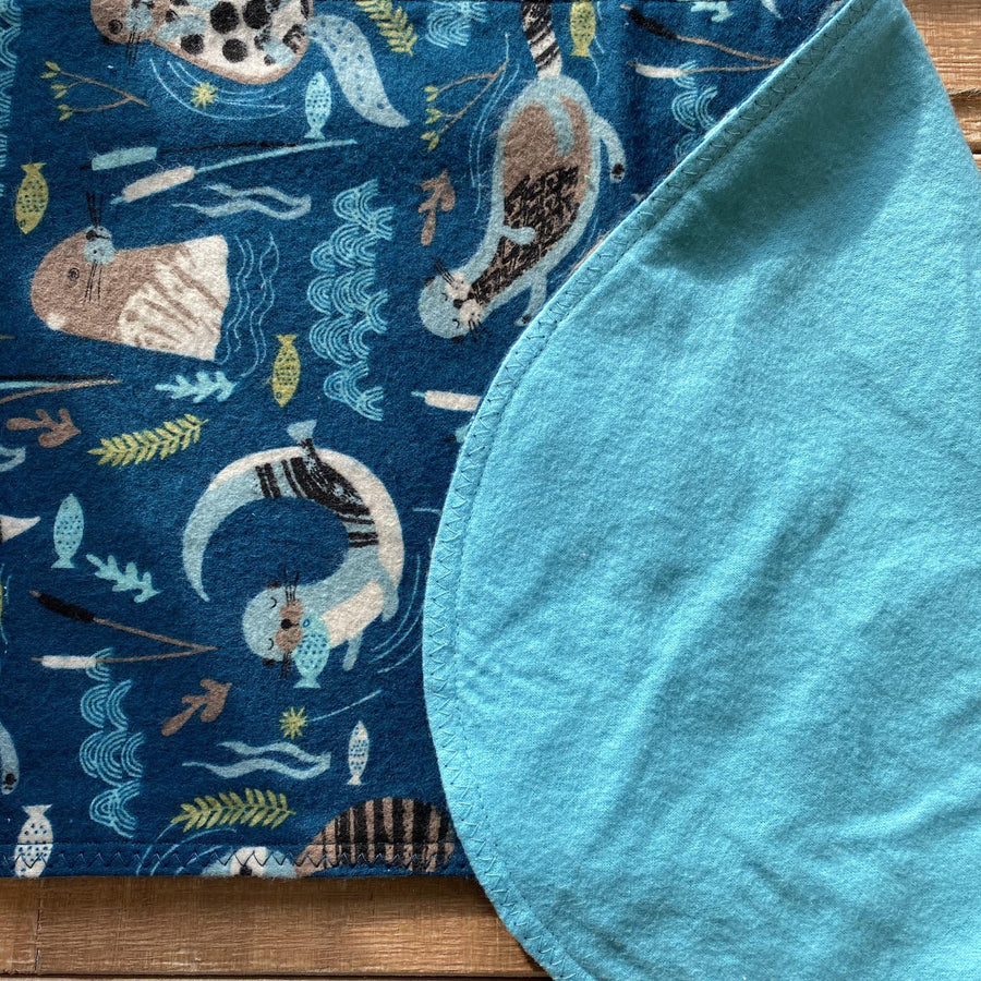 Otter Flannel Burp Cloth-Burp Cloths-Little Petunias-bluebird baby & kids