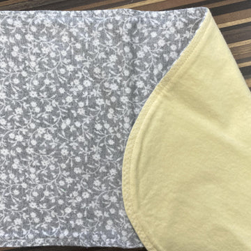 White Floral On Gray Burp Cloth-Burp Cloths-Little Petunias-bluebird baby & kids