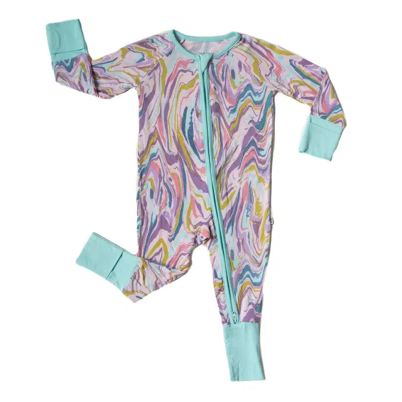 Pink Marble Bamboo Viscose Zippy-Pajamas-Little Sleepies-Newborn-bluebird baby & kids