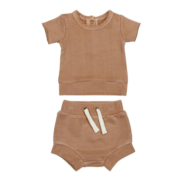 French Terry Tee & Shorties Set-Baby & Toddler Outfits-Loved Baby-Adobe-3-6m-bluebird baby & kids