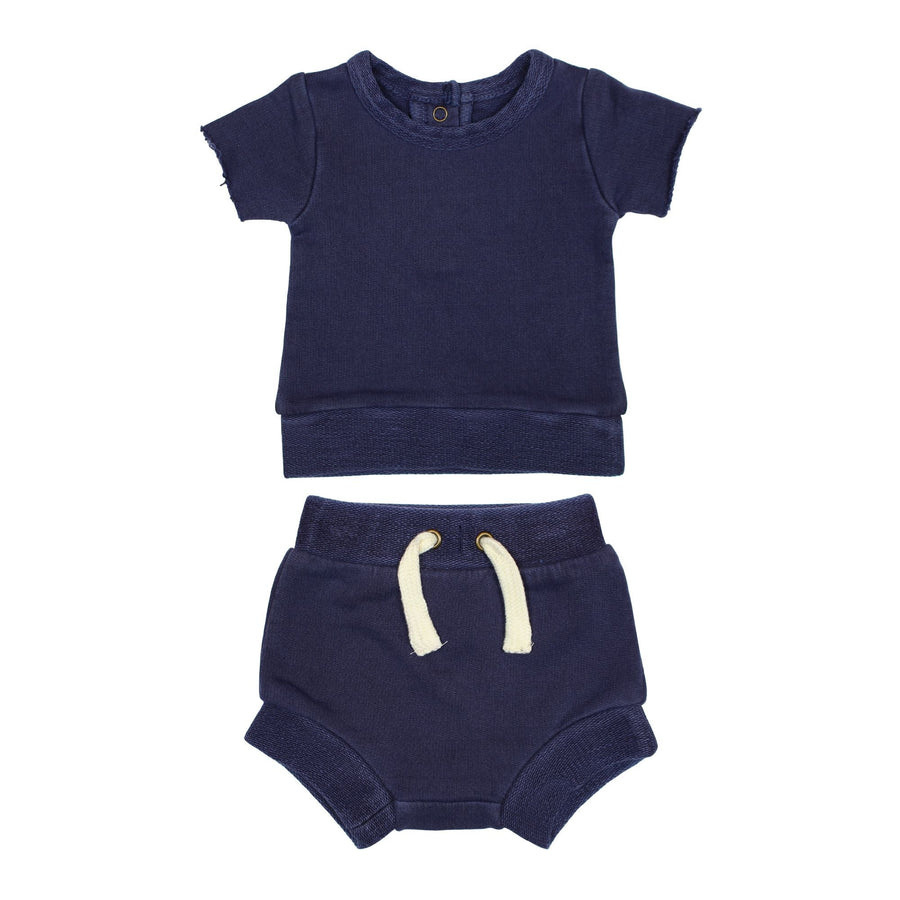 French Terry Tee & Shorties Set-Baby & Toddler Outfits-Loved Baby-Indigo-3-6m-bluebird baby & kids