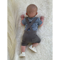 Gray Organic Suspender Shorts-Bottoms-Loved Baby-6-9 M-Gray-bluebird baby & kids
