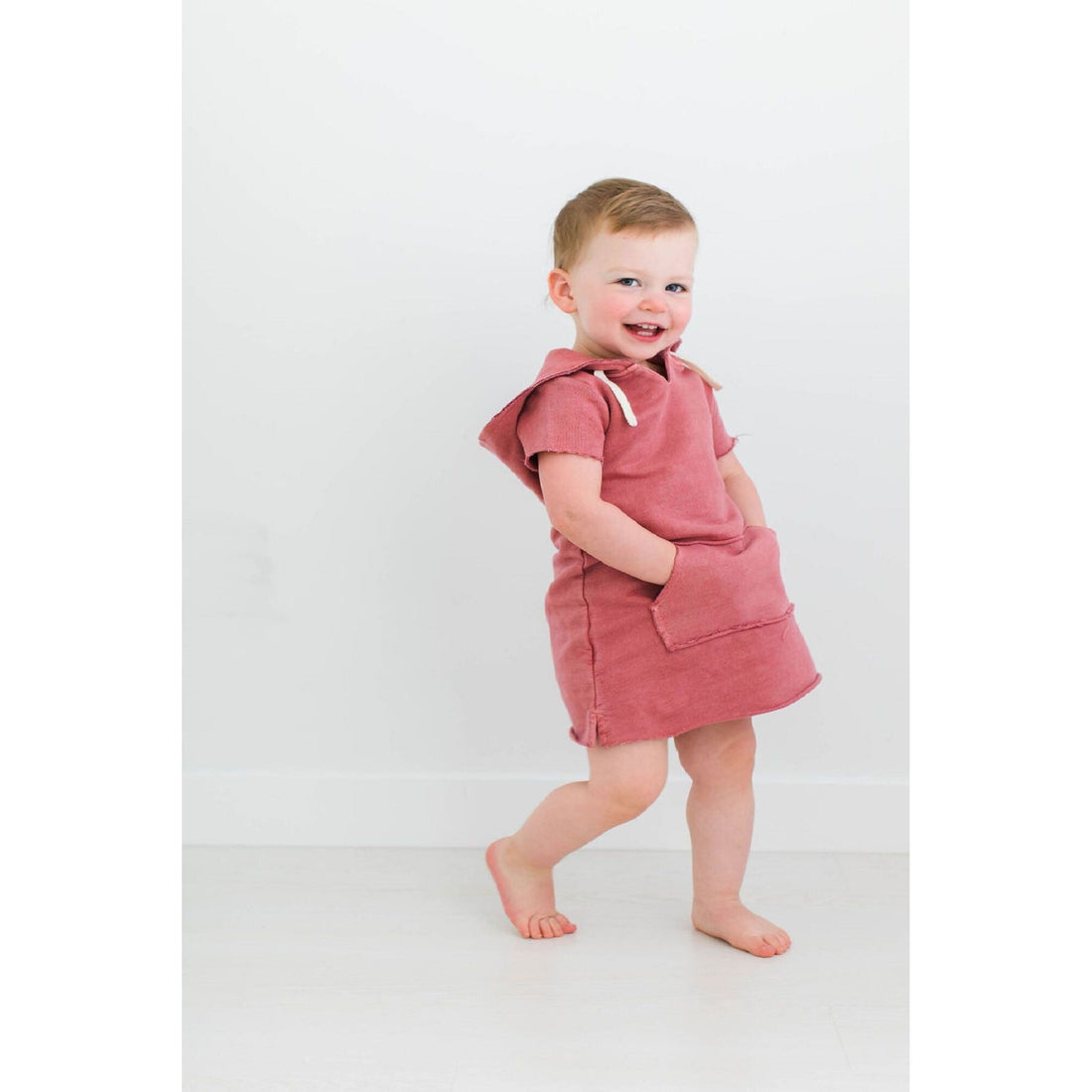 Kids' French Terry Hoodie Dress-Baby & Toddler Dresses-Loved Baby-Adobe-12-18m-bluebird baby & kids