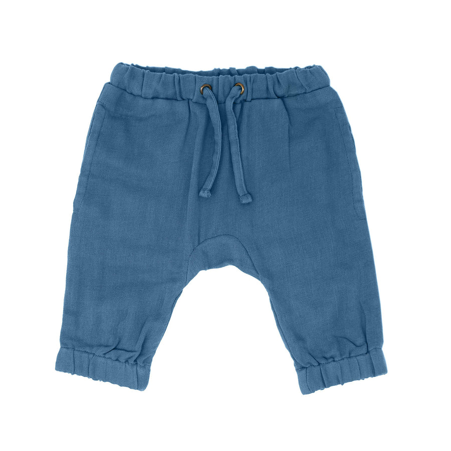 Organic Muslin Harem Pants-Bottoms-Loved Baby-3-6 M-Pacific Blue-bluebird baby & kids
