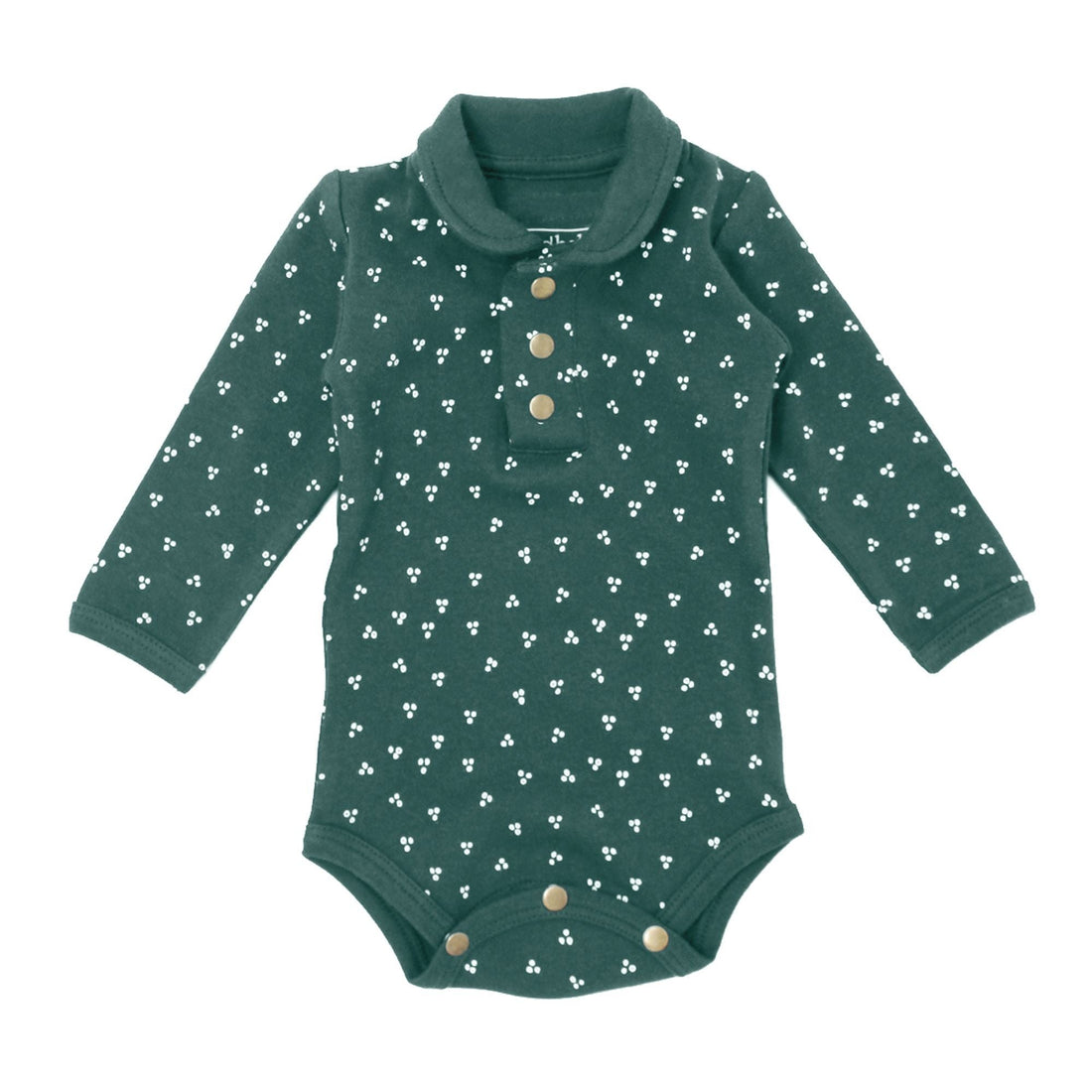 Organic Spruce Green Dots Polo Bodysuit-Bodysuits-Loved Baby-0-3 M-bluebird baby & kids