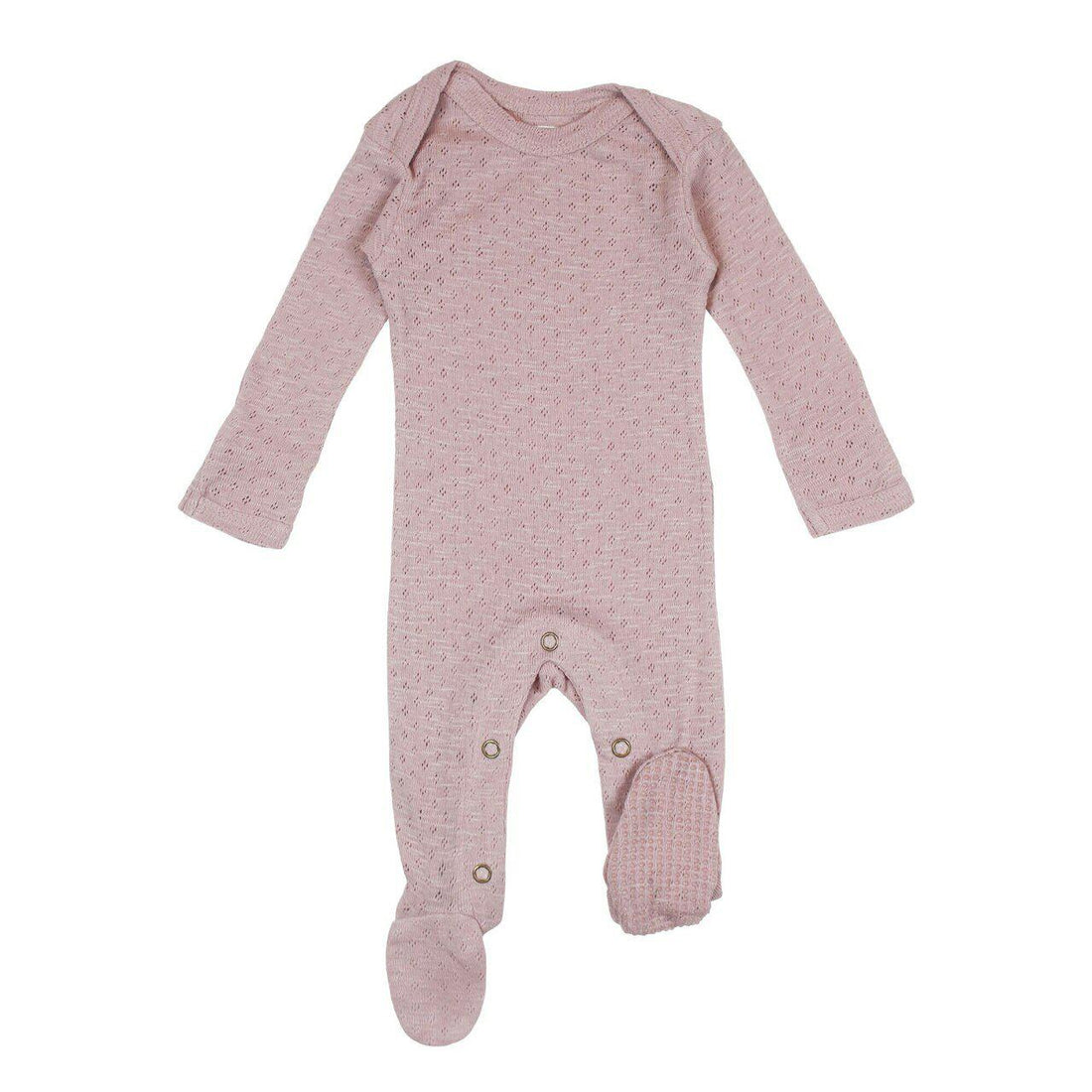 Organic Thistle Pink Pointelle Footed Romper-Pajamas-Loved Baby-Preemie-Newborn-bluebird baby & kids