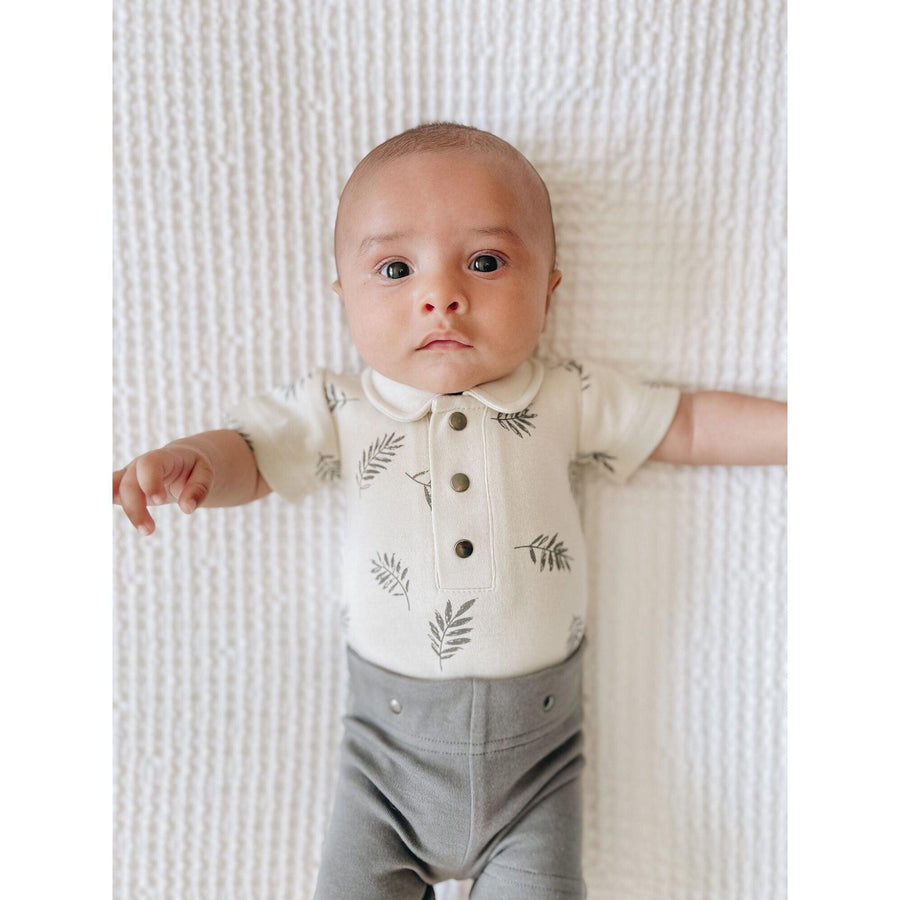 Printed Polo Bodysuit-Bodysuits-Loved Baby-0-3 M-Stone Fern-bluebird baby & kids