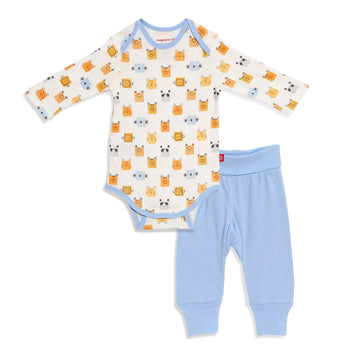 Block Heads Organic Cotton Magnetic Bodysuit & Harem Pant-Two-Piece Outfit-Magnetic Me-0-3 M-bluebird baby & kids