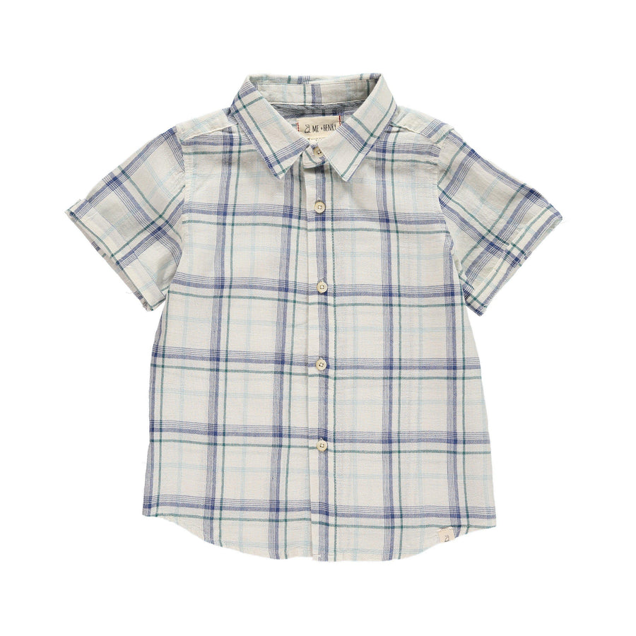 Summer Short Sleeve Button Down-Tops & Tees-Me & Henry-2-3 Y-bluebird baby & kids