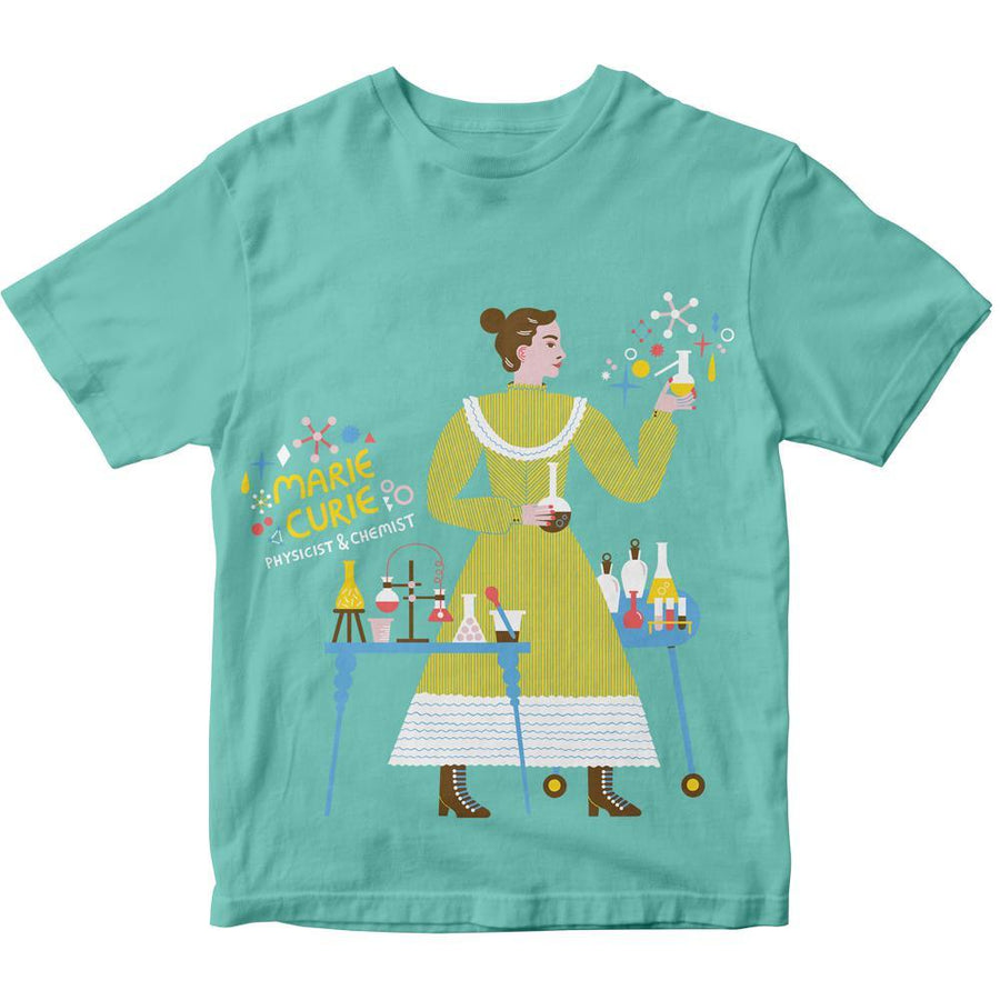 Marie Curie Short Sleeve Trailblazer Tee-Tops & Tees-Piccolina Kids-2-bluebird baby & kids