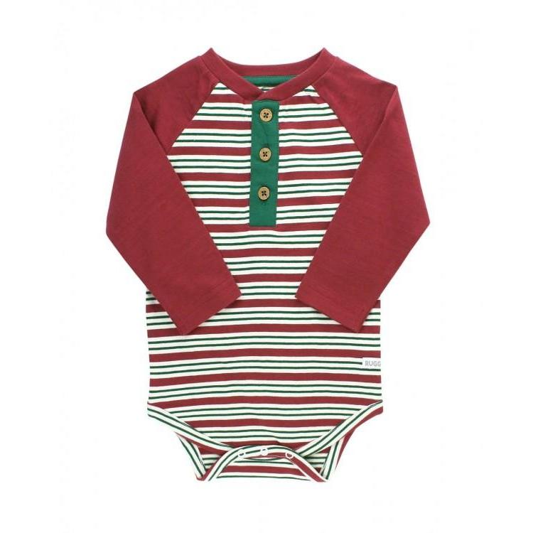 Peppermint Stripe Raglan Henley Bodysuit-Bodysuits-RuggedButts-6-12 M-bluebird baby & kids