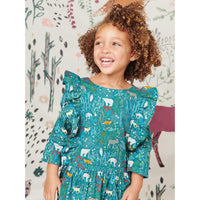 Ruffle Shoulder Woven Dress-Dresses-Tea Collection-2-bluebird baby & kids