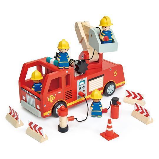 Wood Fire Engine Playset-Wooden Toys-Tender Leaf Toys-bluebird baby & kids
