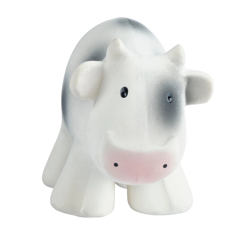 Cow - Natural Organic Rubber Teether, Rattle & Bath Toy