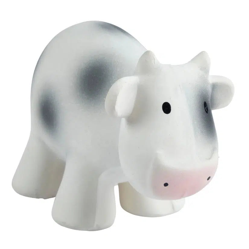 Cow - Natural Organic Rubber Teether, Rattle & Bath Toy-Teethers-Tikiri Toys LLC-White-bluebird baby & kids