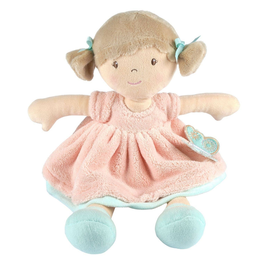 Pia - Light Brown Hair with Peach & Blue Dress-Dolls-Tikiri Toys LLC-bluebird baby & kids